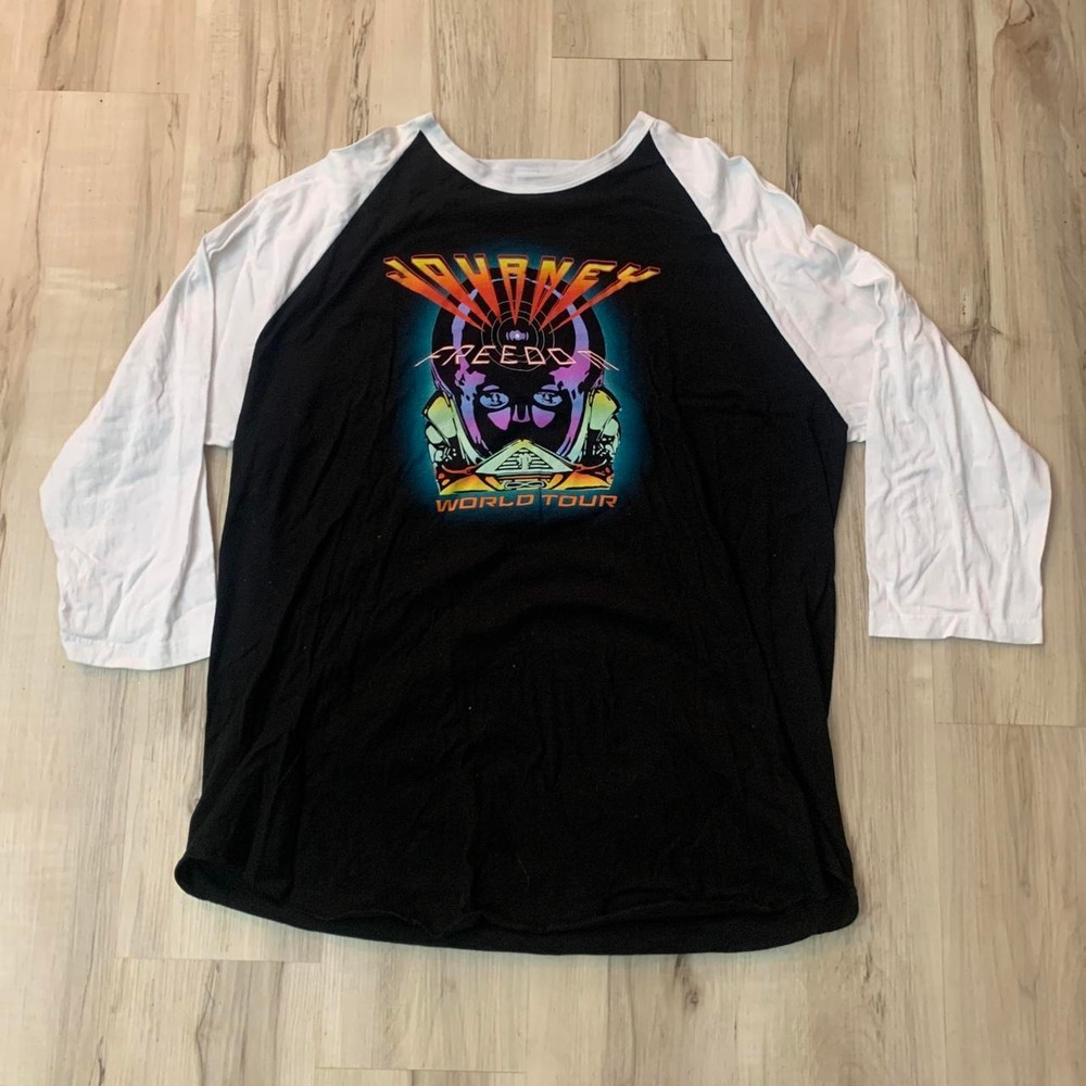 Journey Freedom 2023 World Tour Baseball Tee Black White Tultex XXL